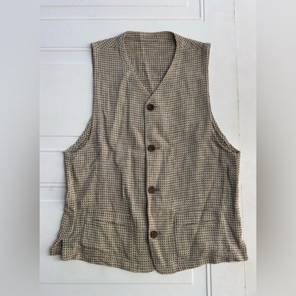 Unbranded Other - Unbranded European Vintage (1970s-80s) Men’s Medium Tan Brown Plaid Vest